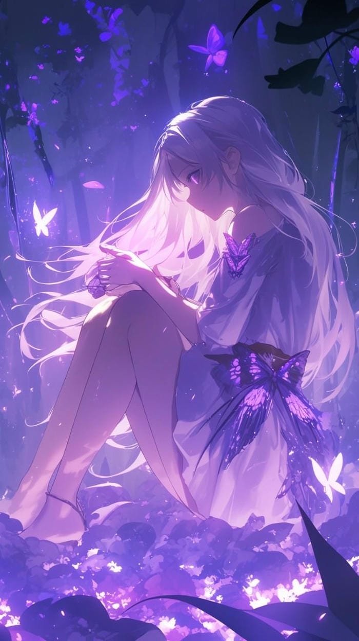 Hình ảnh anime màu tím cảm xúc