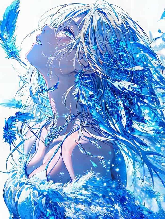 Hình ảnh anime màu xanh dương cảm xúc lặng