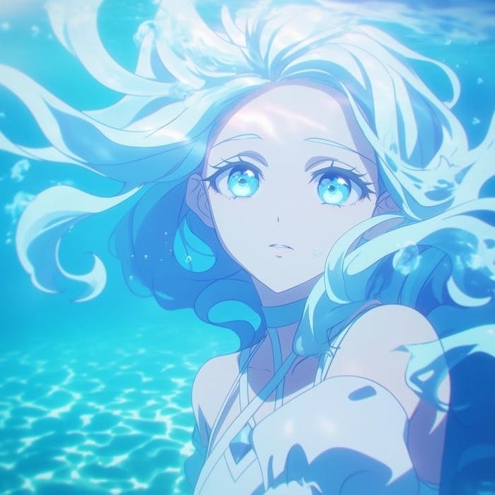 Hình ảnh anime màu xanh dương dưới nước