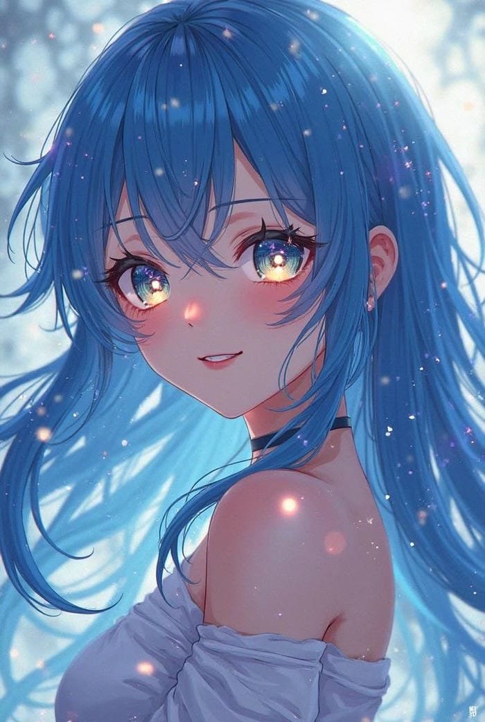 Hình ảnh anime màu xanh dương mi congjpg