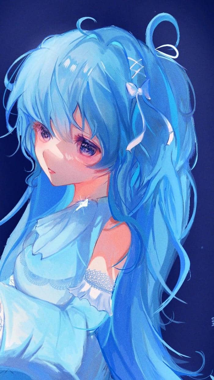 Hình ảnh anime màu xanh dương thần thái lạnh