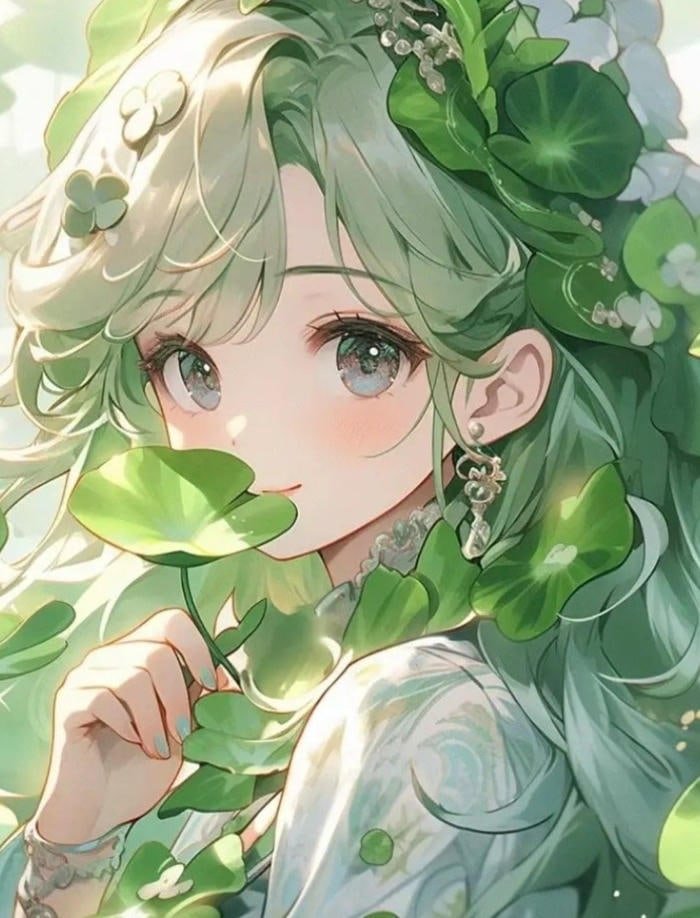 Hình ảnh anime màu xanh lá cây khí chất nhẹ
