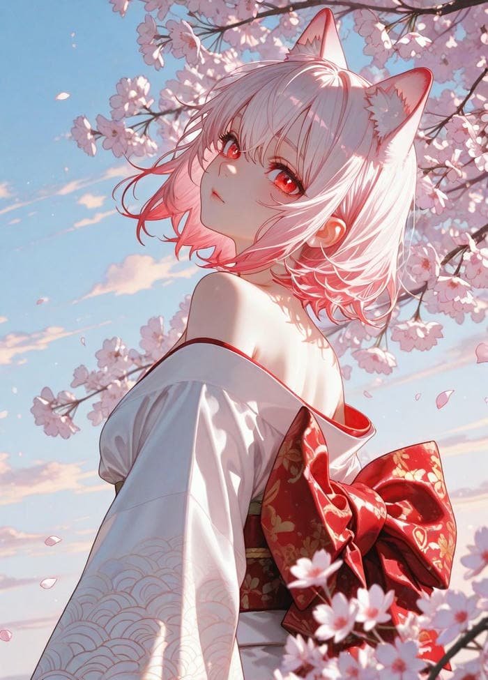 Hình ảnh hoa anh đào anime bay theo gió