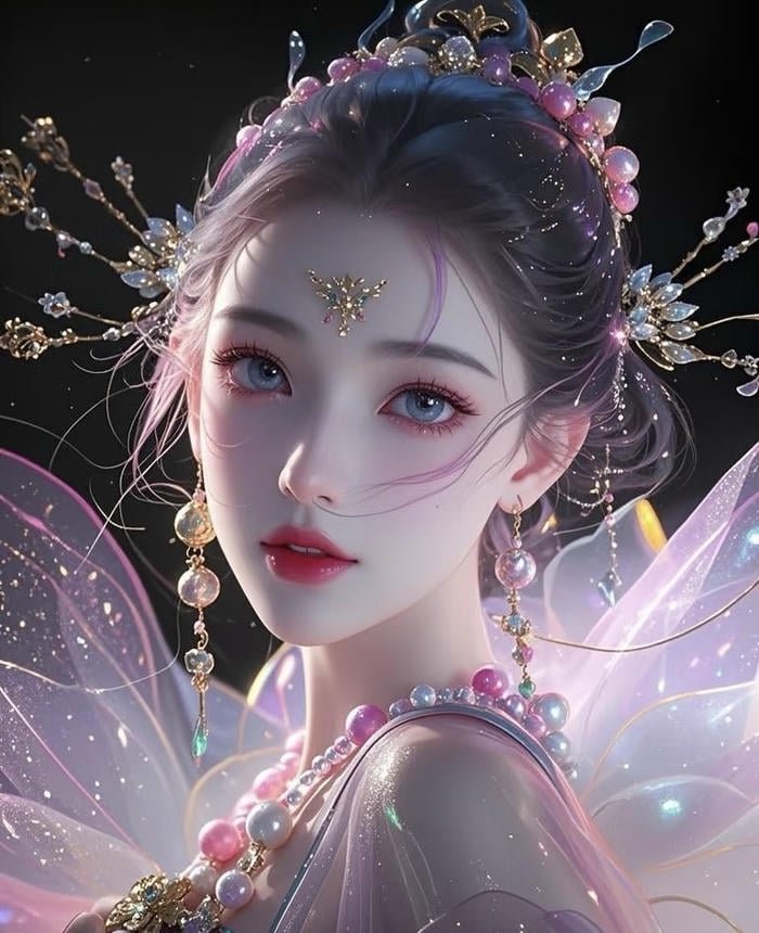 Hình anime 3d nữ đeo nhiều trang sức