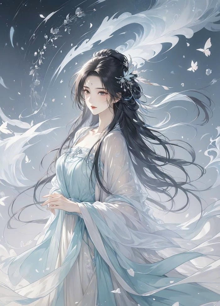 Hình anime cổ trang tà váy bay