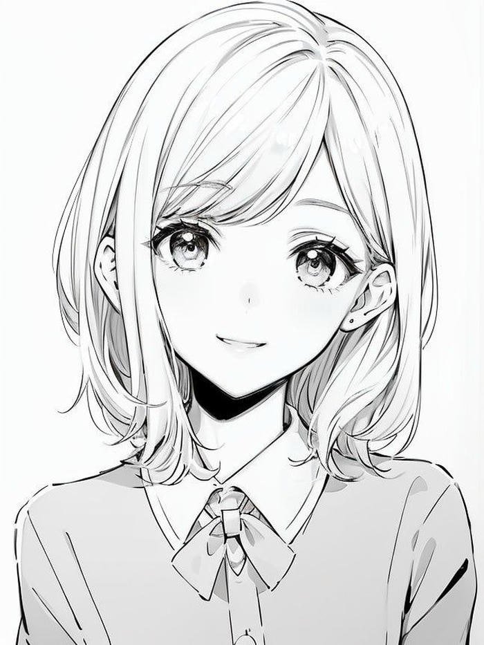 Hình anime không màu gương mặt kim cương