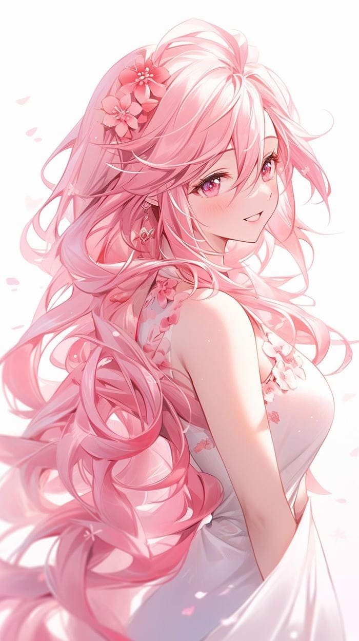 Hình anime màu hồng biểu cảm đáng yêu