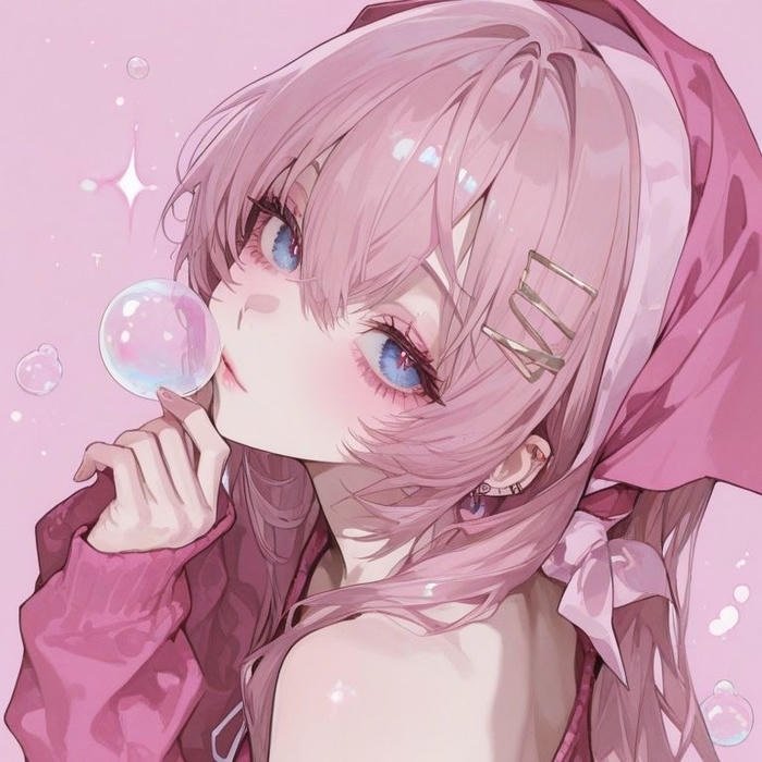 Hình anime màu hồng gương mặt nhỏ nhắn