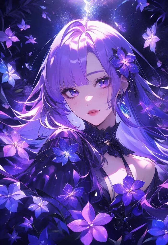 Hình anime màu tím quyến rũ