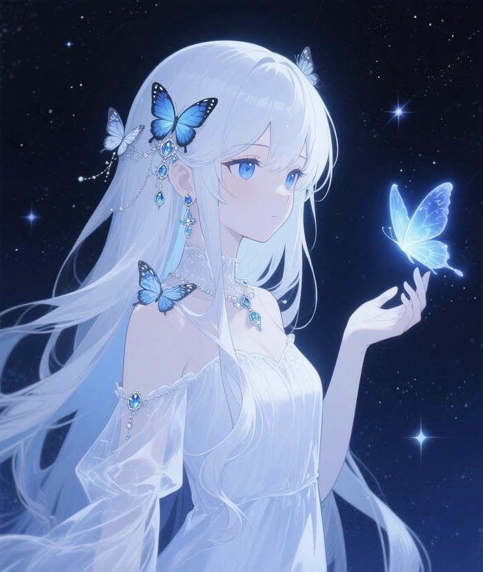 Hình anime màu xanh dương dáng người mảnh