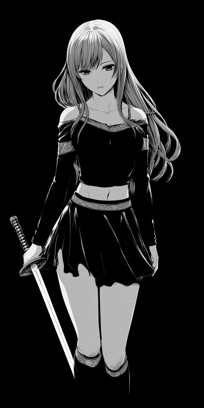 Hình anime trắng đen ánh mắt buồn sâu