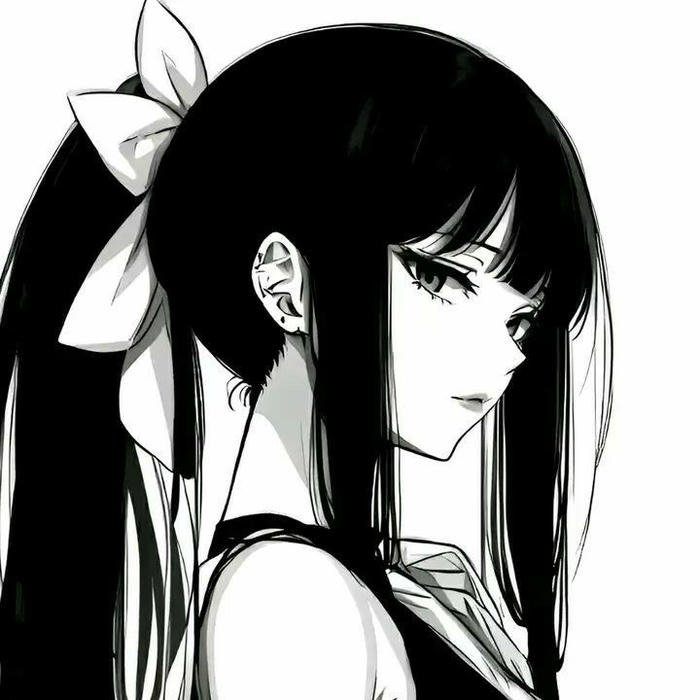 Hình anime trắng đen gương mặt nghiêm