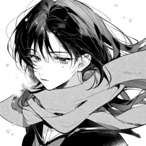 Hình anime trắng đen tóc bay trong giójpg