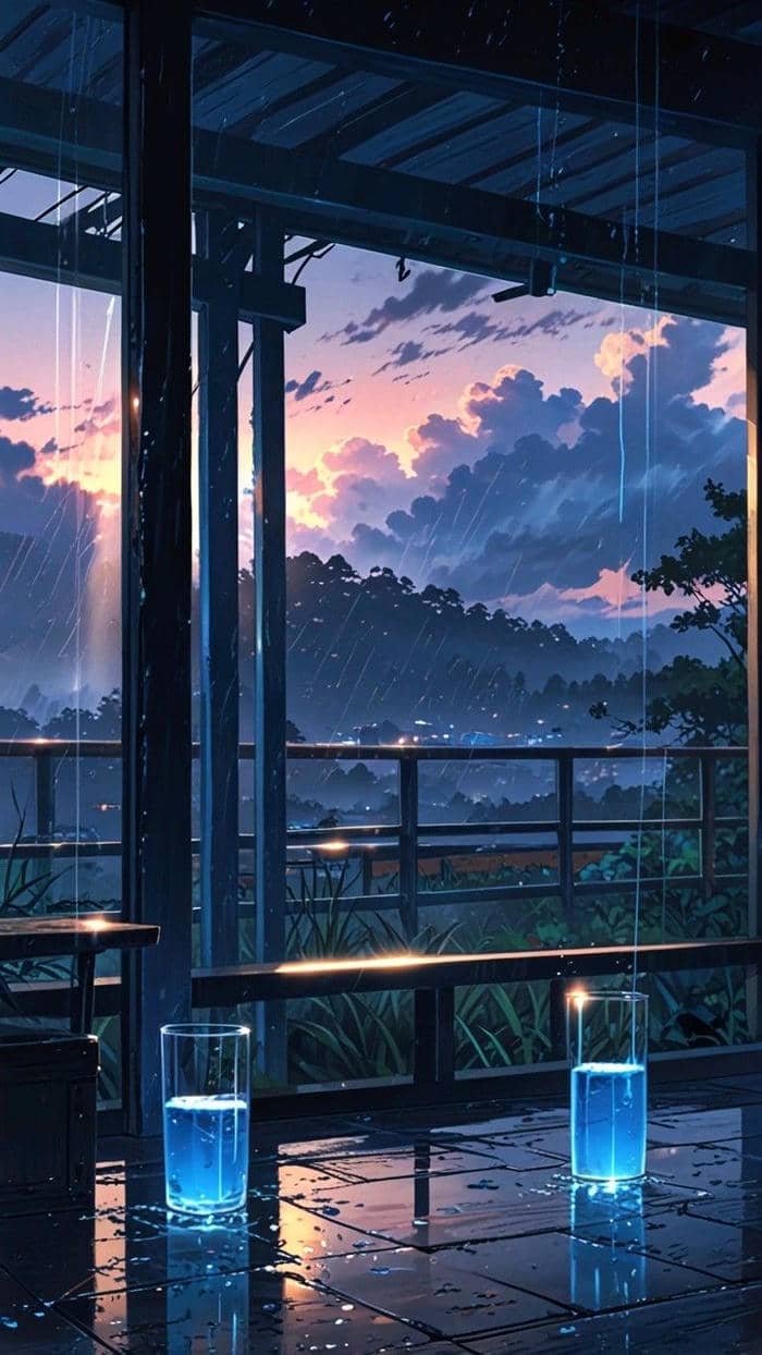 Hình mưa buồn con đường vắng