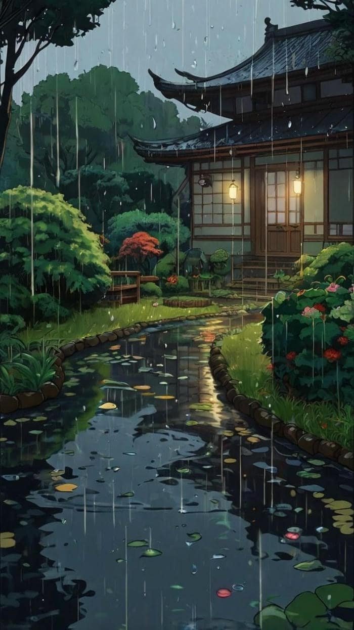 Hình mưa buồn mái nhà ướt nước