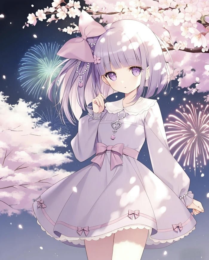 Hoa anh đào anime dưới ánh nắng dịu