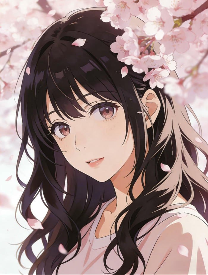 Hoa anh đào anime rơi nhẹ trong gió