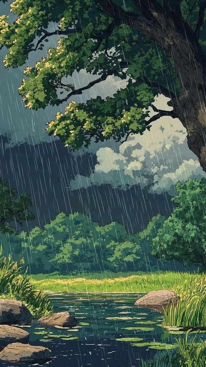 Mưa buồn không gian tĩnh lặng