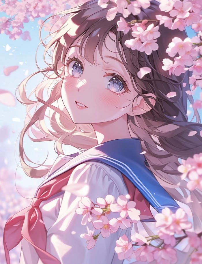 Vẻ đẹp mê hồn của hoa anh đào anime