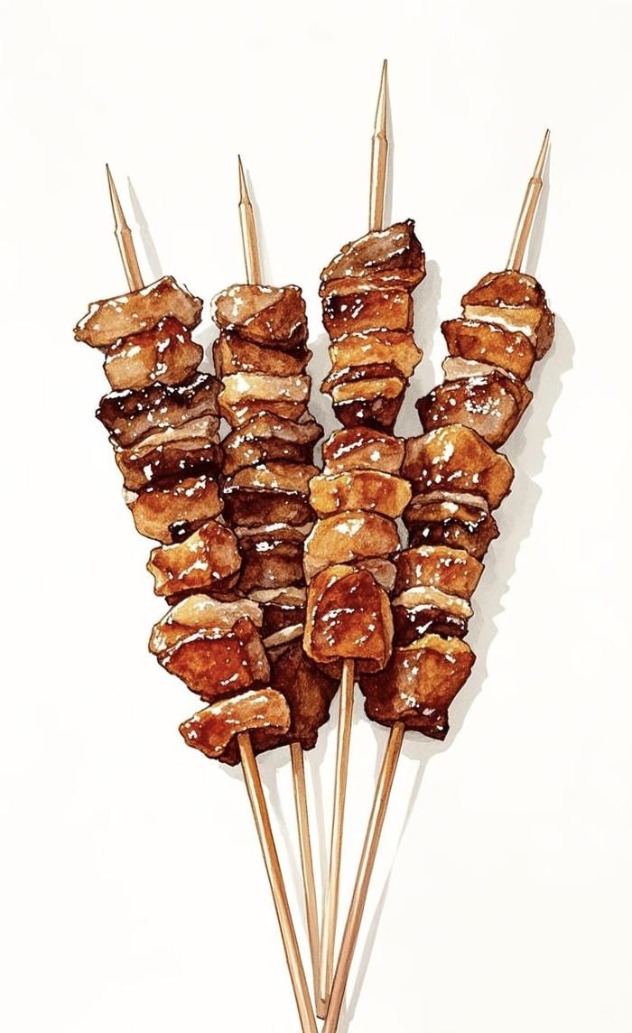 ảnh anime đồ ăn thịt xiên nướng