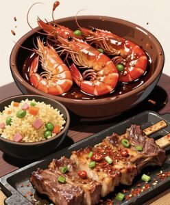 ảnh đồ ăn anime con tôm đỏ đẹp mắt