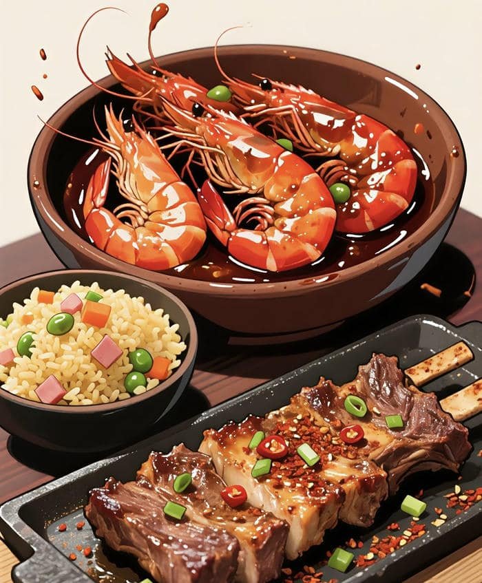 ảnh đồ ăn anime con tôm đỏ đẹp mắt