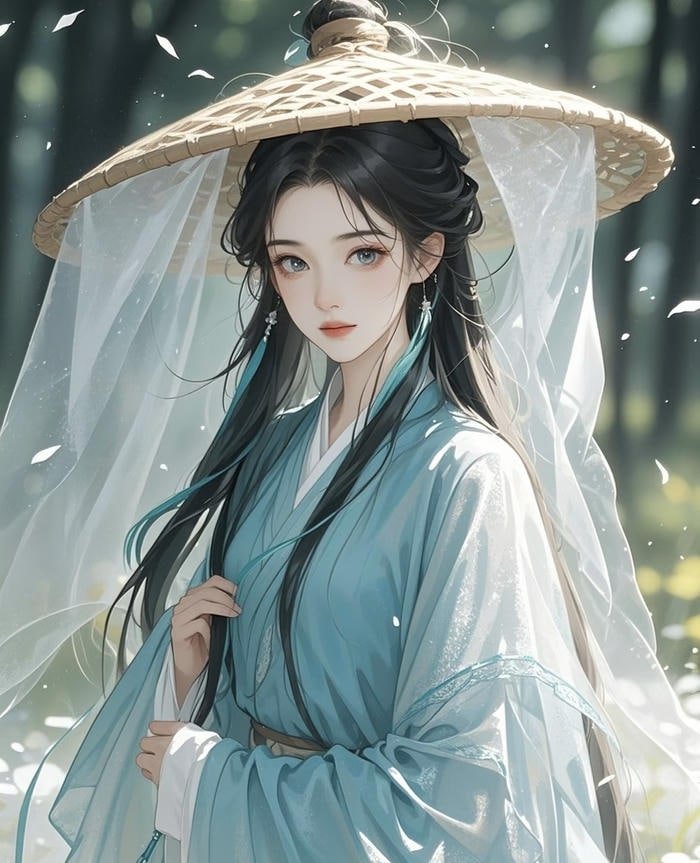 anime cổ trang nữ đội nón