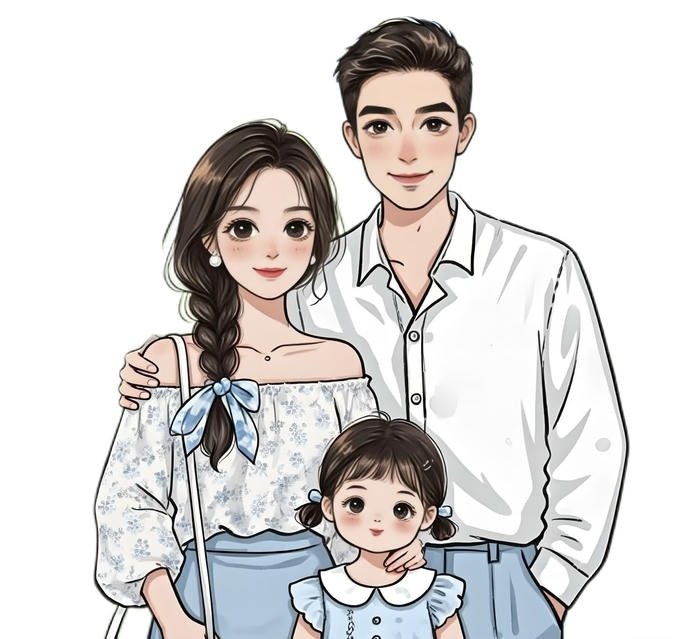 anime gia đình dáng đứng gần gũi