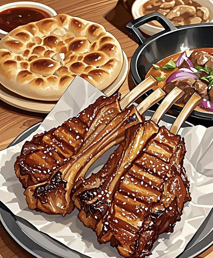 bức hình đồ ăn anime thịt bò áp chảo