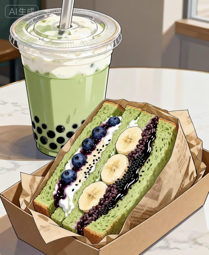 đồ ăn anime trình đẹp bánh vị matcha