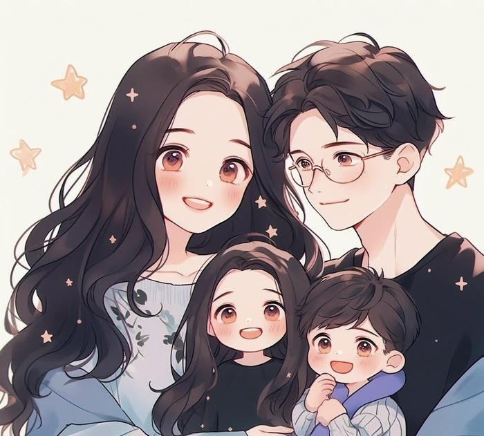 gia đình anime ánh mắt trìu mến