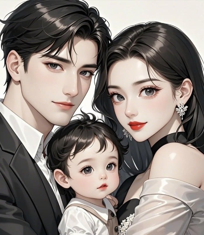 gia đình anime chụp góc cận mặt