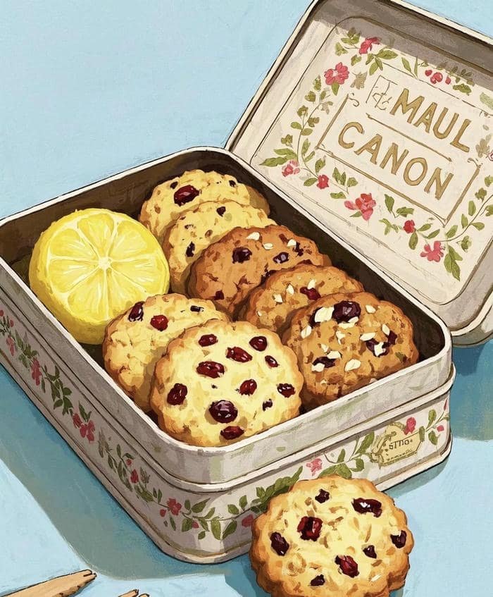 hình ảnh anime đồ ăn bánh quy hộp