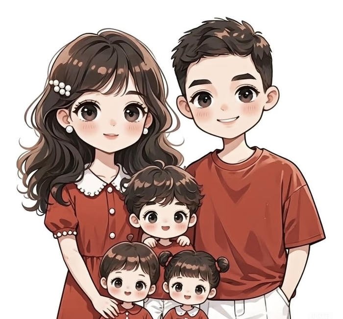 hình ảnh anime gia đình chibi đáng yêu