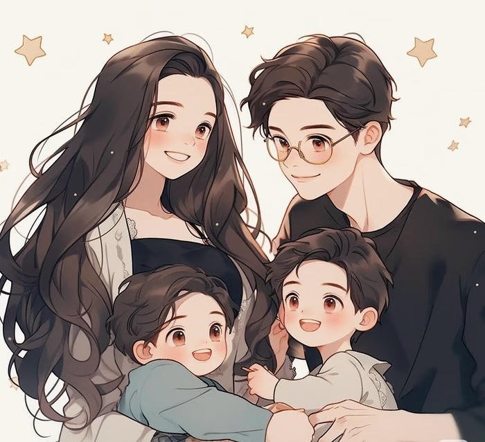 hình ảnh anime gia đình gắn kết