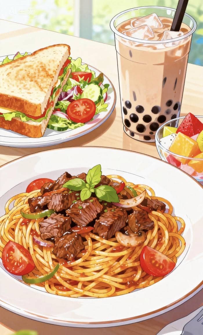 hình ảnh đồ ăn anime sắc màu tươi