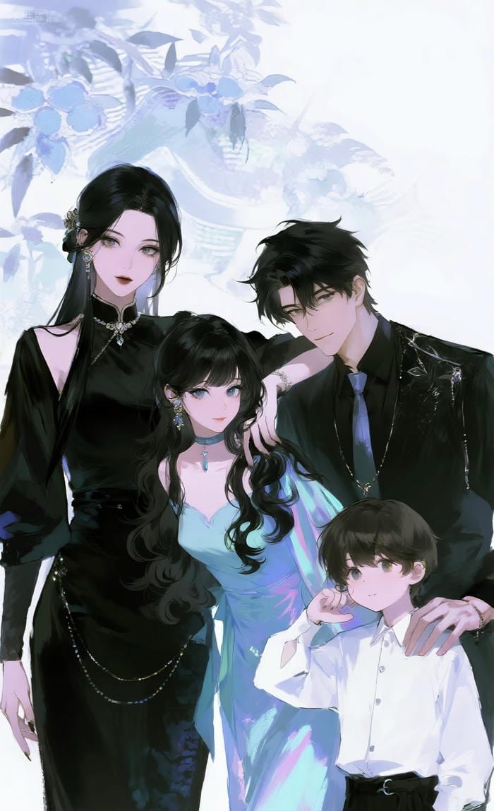 hình ảnh gia đình anime bố tóc đen