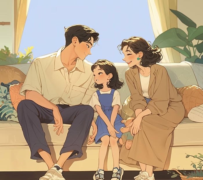 hình gia đình anime không khí ấm áp