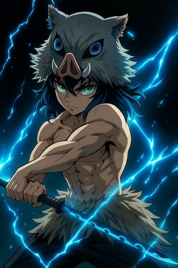 Ảnh Inosuke anime biểu cảm hung hăng