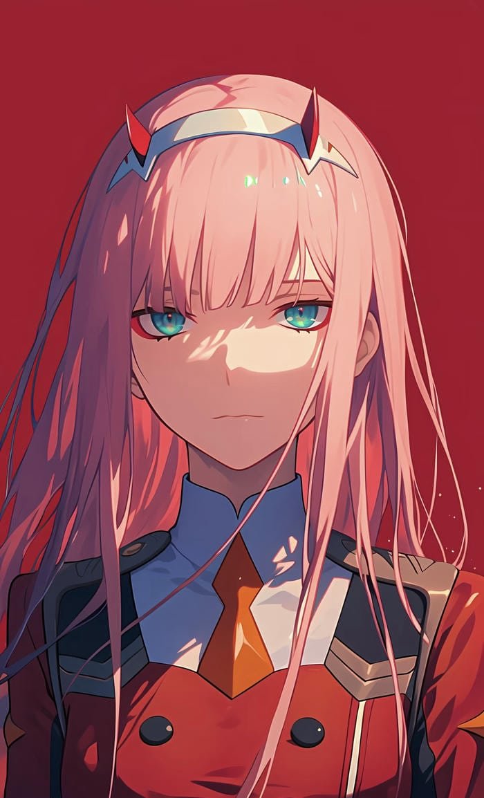 Ảnh Zero Two với đôi sừng nhỏ