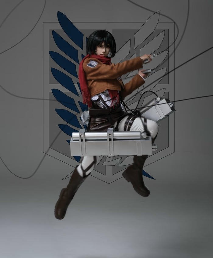 Ảnh attack on titan cosplay ánh mắt quyết đoán