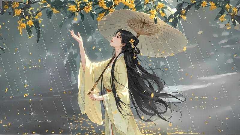 Ảnh bìa anime nhân vật đứng dưới mưa