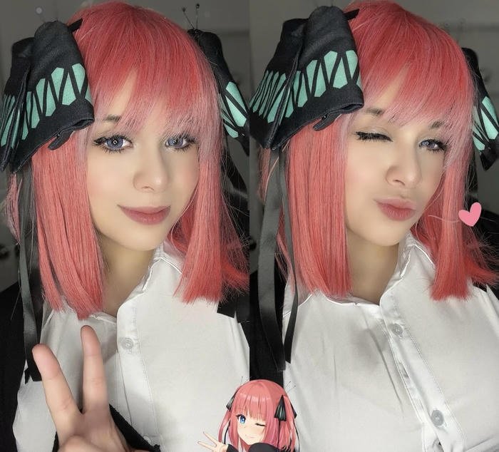 Ảnh nino nakano cosplay tạo dáng đáng yêu năng động