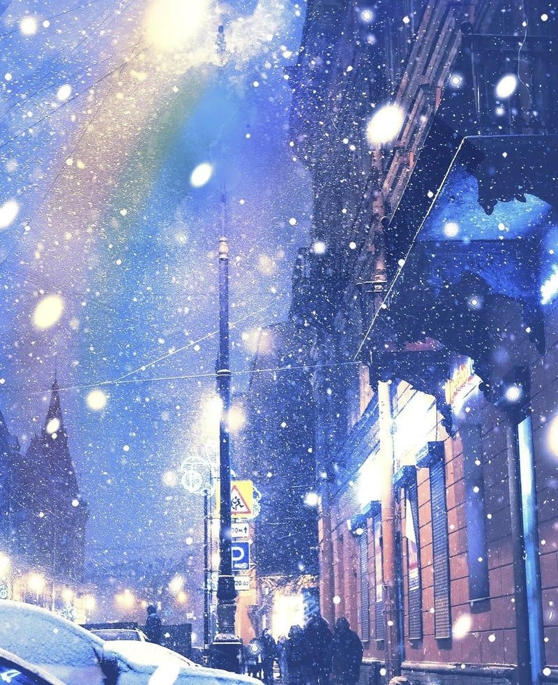 Ảnh tuyết rơi anime bầu trời tuyết