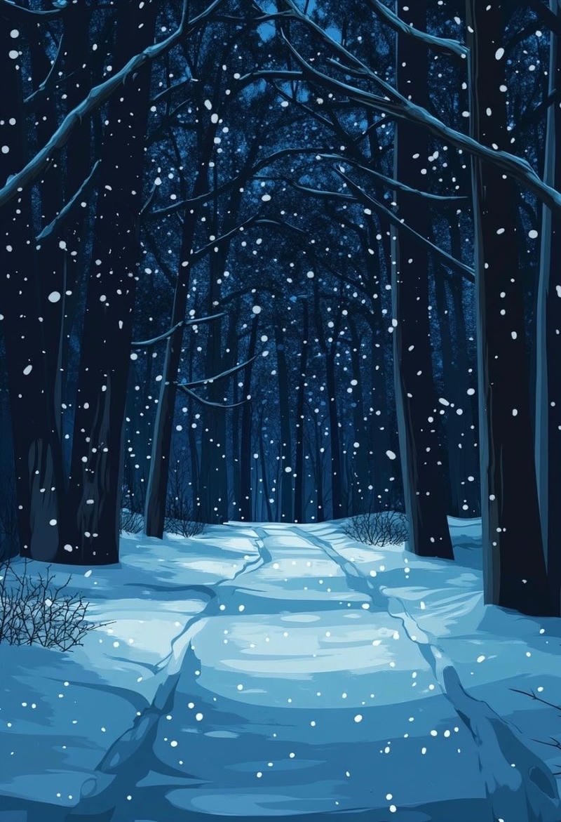 Ảnh tuyết rơi anime cảnh đêm yên