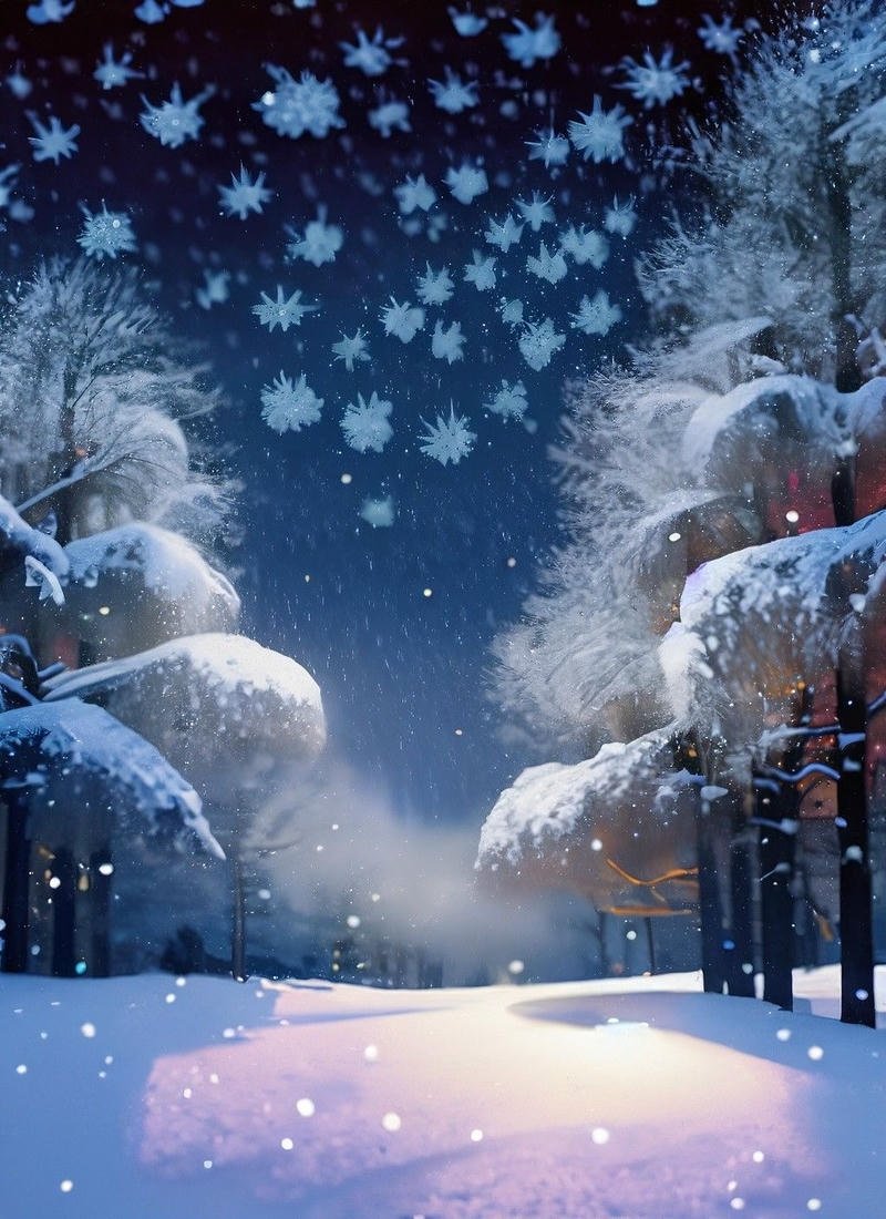 Ảnh tuyết rơi anime cây đóng băng
