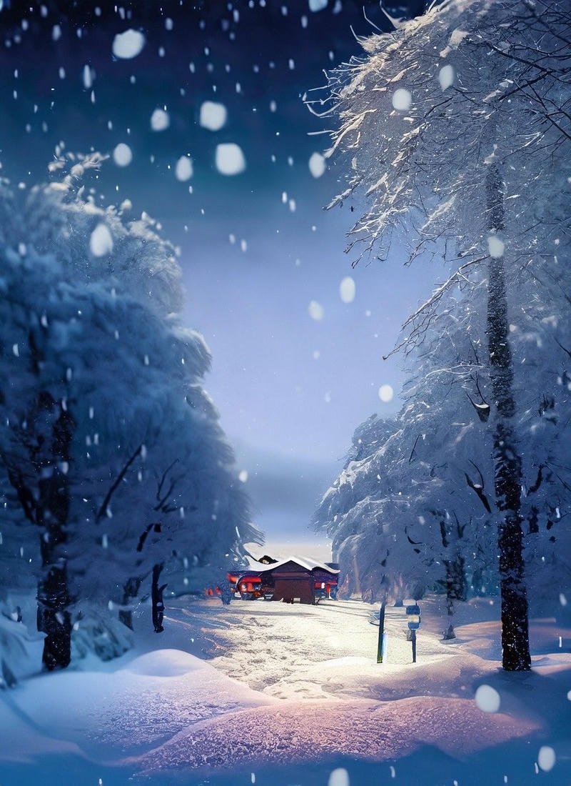 Ảnh tuyết rơi anime con phố yên tĩnh