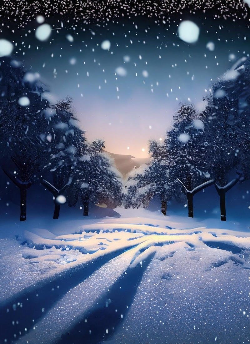 Ảnh tuyết rơi anime rừng cây tĩnh lặng