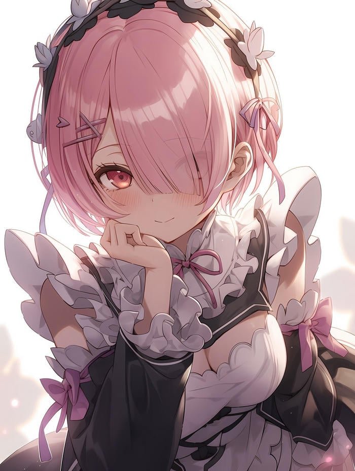 Anime Ram Re Zero tóc hồng bóng mượt