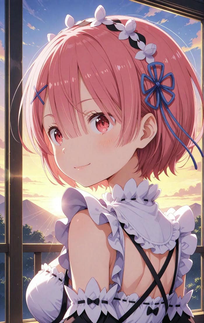 Anime Ram Re Zero váy trắng xinh